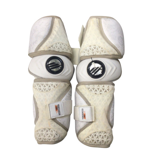 Vist Large View of Product Image Which is Used Maverik THE DYNASTY Lacrosse Arm Pads/Guards White LG