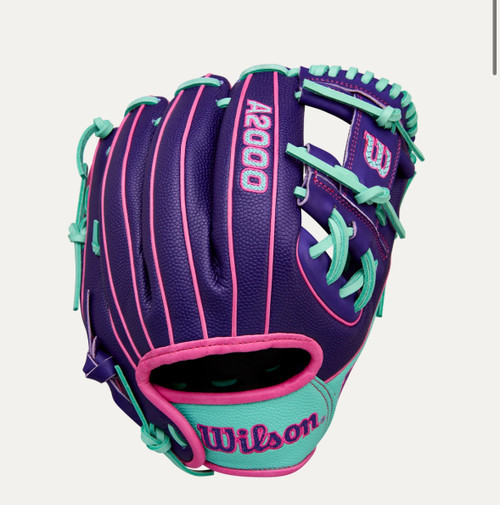 Vist Large View of Product Image Which is New A2000 PURPLE/SEAFOAM RHT 11.5IN WINTER 2025 BASEBALL GLOVE