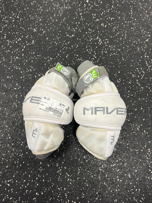 Vist Large View of Product Image Which is Used Maverik MX Lacrosse Arm Pads/Guards White MD