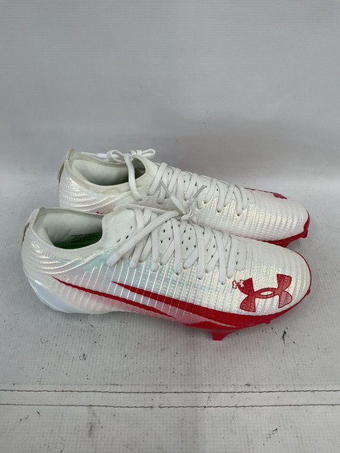 Vist Large View of Product Image Which is Used Under Armour Adult FB Cleats White Senior 9