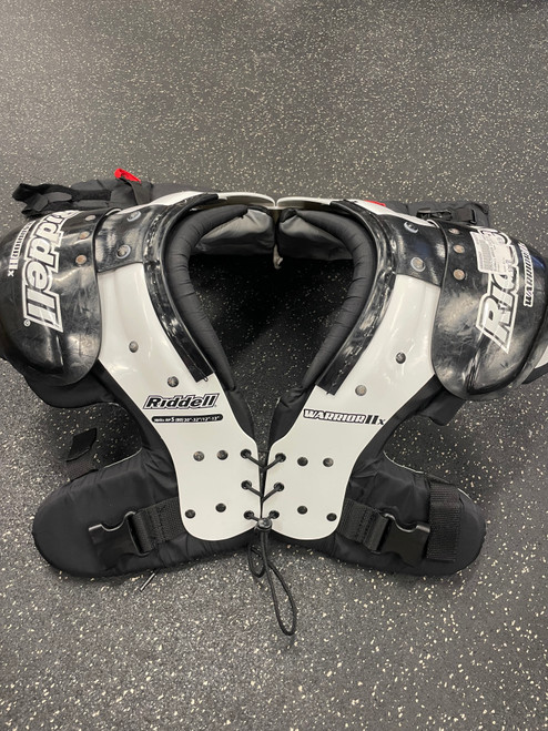 Vist Large View of Product Image Which is Used Riddell WARRIOR IIX FB Shoulder Pads White SM