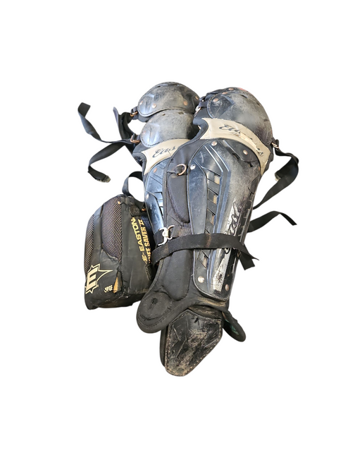 Vist Large View of Product Image Which is Used Easton SHIN GUARDS AGE 12 AND UP Catchers Leg Guards Black Adult