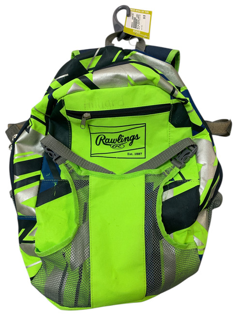 Vist Large View of Product Image Which is Used Rawlings BACKPACK GREEN/BLUE/GREY BB/SB Player Backpack Green