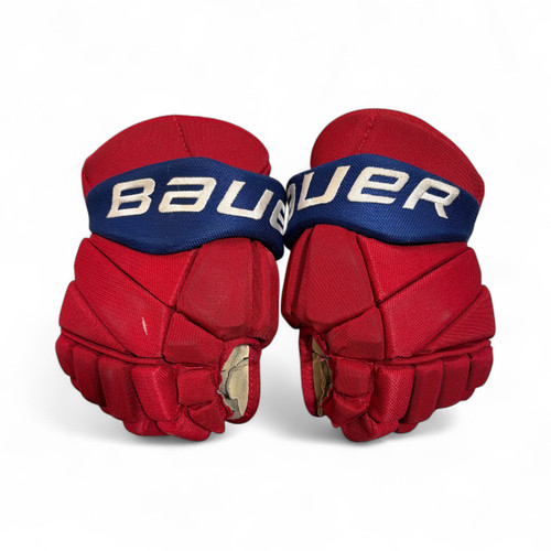 Vist Large View of Product Image Which is Used Bauer BUCS AAA Senior Hoxkey Gloves White/Royal/Red 13"