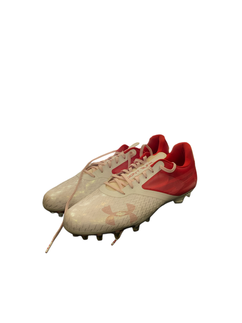 Vist Large View of Product Image Which is Used Under Armour Adult FB Cleats Red And White Senior 15