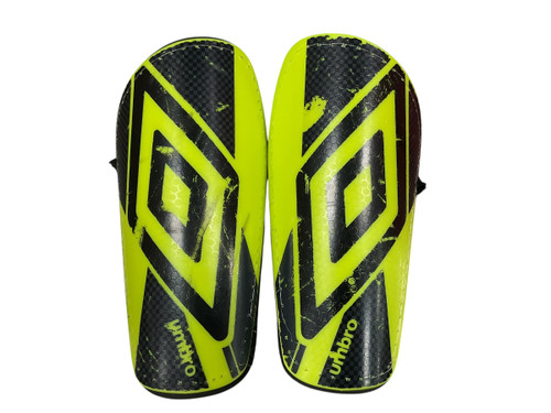 Vist Large View of Product Image Which is Used Umbro Soccer Shin Guards Junior Optic Yellow Junior