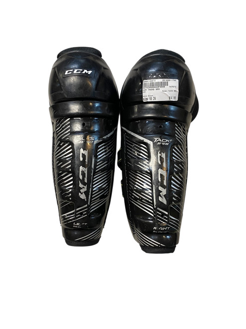 Vist Large View of Product Image Which is Used CCM TACKS 955 Junior Shin Guards Black 10"