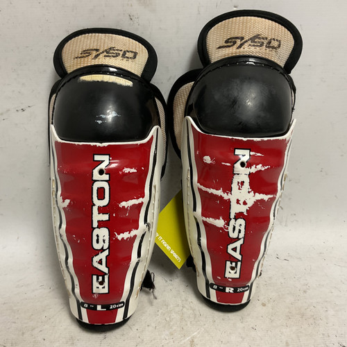 Vist Large View of Product Image Which is Used Easton SY50 Youth Shin Guards White/Black/Red 8"