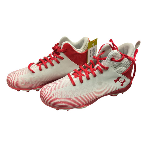 Vist Large View of Product Image Which is Under Armour Adult FB Cleats Cardinal And White Senior 9