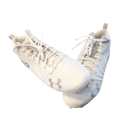 Vist Large View of Product Image Which is Used Under Armour Adult FB Cleats White Senior 15