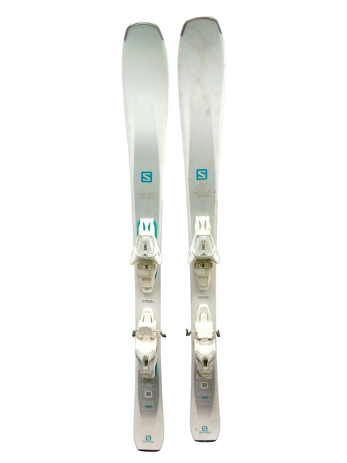 Vist Large View of Product Image Which is Used Salomon AIRA Girls DH Ski/Binding White 130 cm