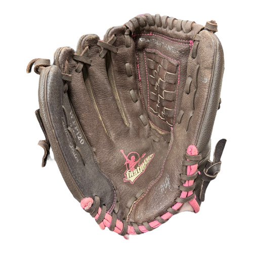Vist Large View of Product Image Which is Used Rawlings FASTPITCH WFP120 LH Throw Fastpitch Gloves Brown 12"