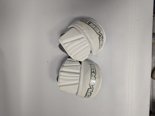 Vist Large View of Product Image Which is Used Maverik MAX ARM PADS Lacrosse Arm Pads/Guards White MD