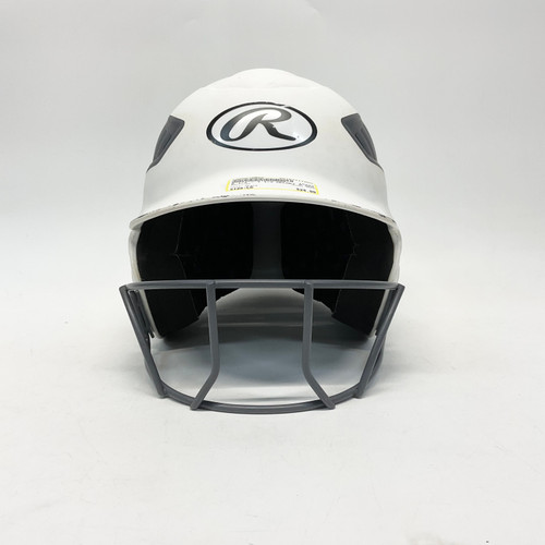 Vist Large View of Product Image Which is Used Rawlings RCFH Batting Helmet w/Mask White LG