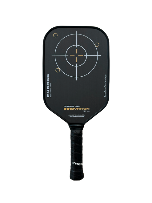 Vist Large View of Product Image Which is Engage Pursuit Pro1 Innovation Pickleball PaddleNew Engage Pursuit Pro1 Innovation Pickleball Paddle Gold 12.7mm 