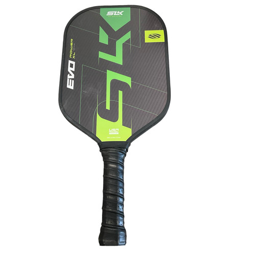 Vist Large View of Product Image Which is Used Selkirk SLK EVO POWER XL Pickleball Racquet Black And Green