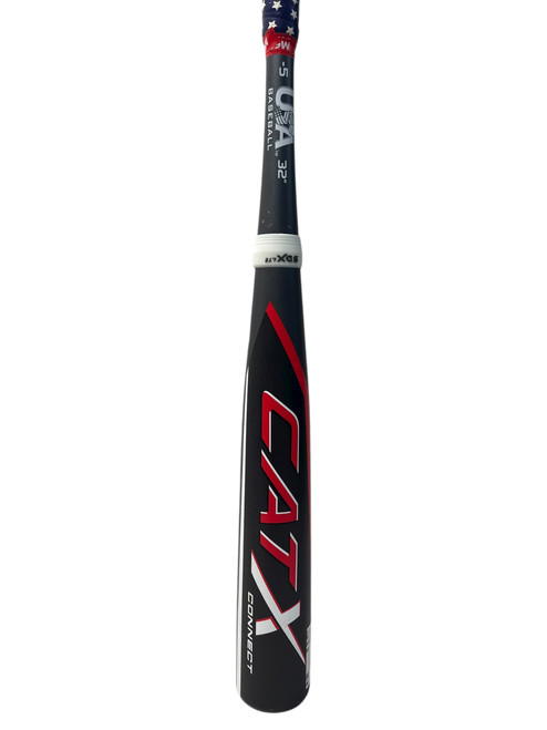Vist Large View of Product Image Which is Used Marucci CAT X CONNECT 32/27 USA 2 5/8 Bat - Grey and Red