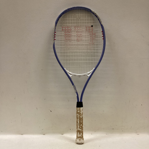 Vist Large View of Product Image Which is Used Wilson V-MATRIX Adult Tennis Racquet Royal Blue 4 1/2"