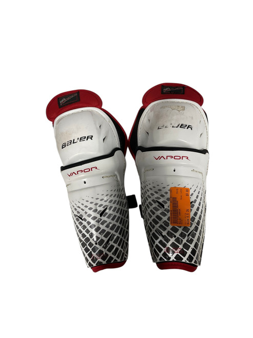 Vist Large View of Product Image Which is Used Bauer VAPOR Junior Shin Guards White 8 1/2"