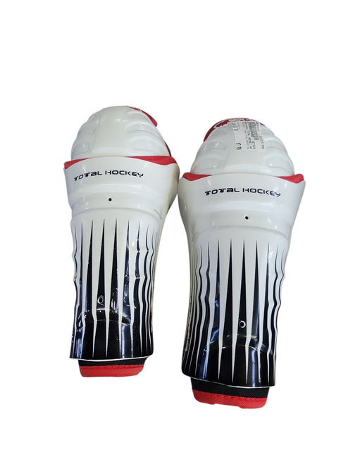 Vist Large View of Product Image Which is Used USA Hockey TOTAL HOCKEY SG Junior Shin Guards White 10"