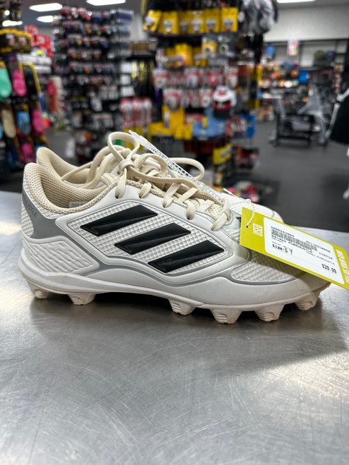 Vist Large View of Product Image Which is Used Adidas PUREHUSTLE BB/SB Cleats White Senior 7