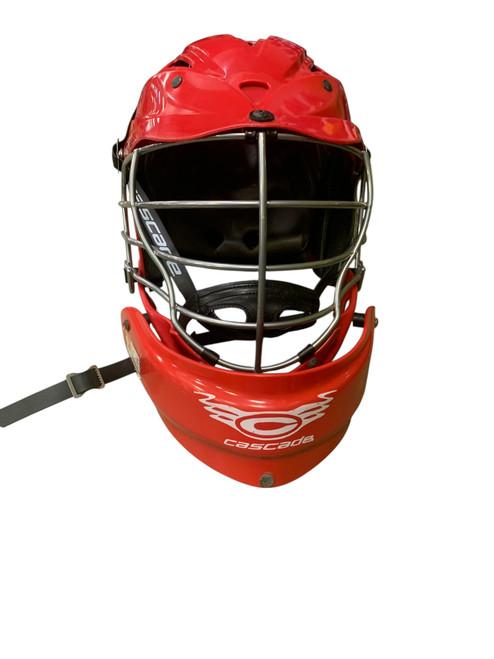 Vist Large View of Product Image Which is Used Cascade CPX-R Lacrosse Helmet Red One Size