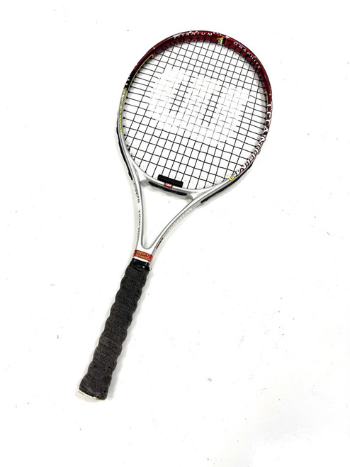Vist Large View of Product Image Which is Used Wilson TITANIUM GRAPHITE Adult Tennis Racquet Maroon 4 3/8"