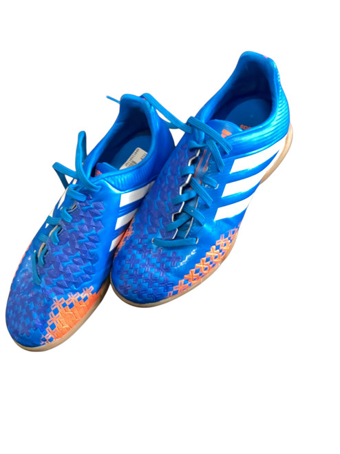 Vist Large View of Product Image Which is Used Adidas Soccer Indoor Shoes Royal Blue Junior 03.5