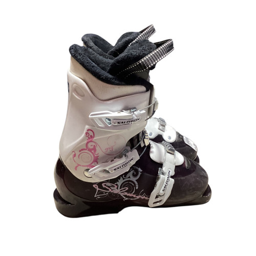Vist Large View of Product Image Which is Used Salomon T3 Girls DH Ski Boot Purple 235 MP - J05.5 - W06.5