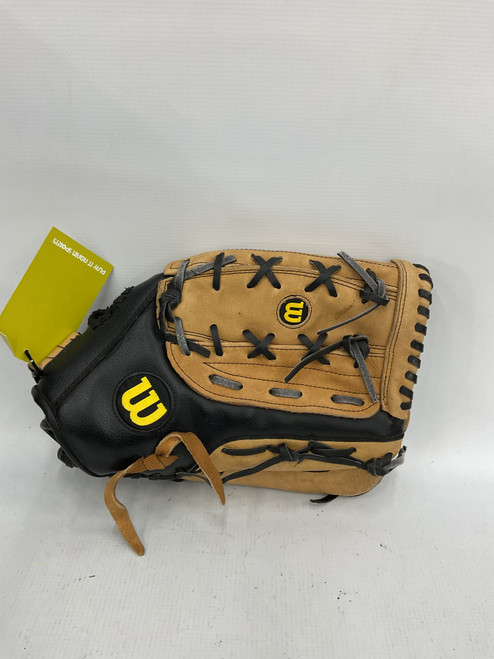 Vist Large View of Product Image Which is Used Wilson A0360TRES14 BB/SB Glove RH Throw Brown And Black 14"