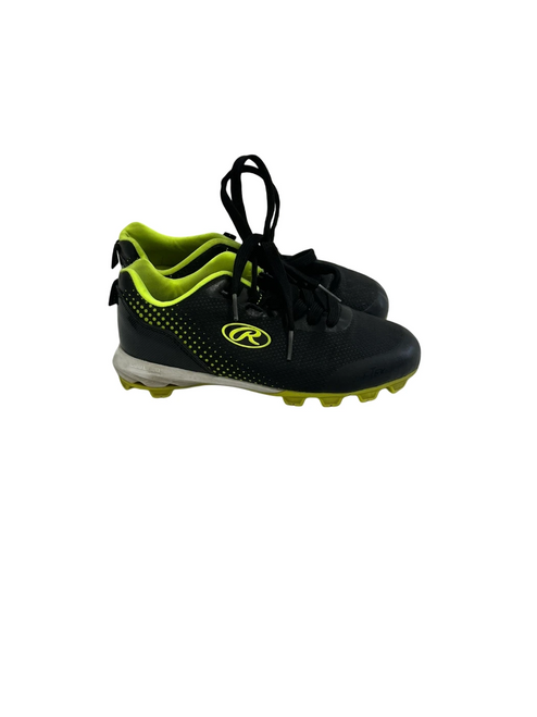 Vist Large View of Product Image Which is Used Rawlings Jr 2 Black and Neon Green Baseball Cleats