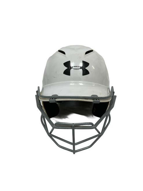 Vist Large View of Product Image Which is Used Under Armour UABH100 Adult OSFM Batting Helmet w/Mask White