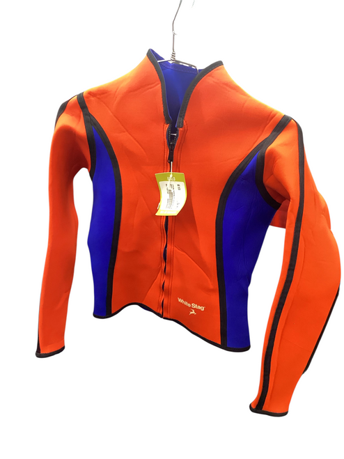Vist Large View of Product Image Which is Used White Sierra Womens Wetsuit Top Orange MD