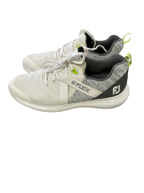 Vist Large View of Product Image Which is Used Foot Joy Flex Mens Golf Shoes White Size 9.5