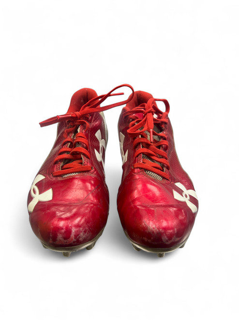 Vist Large View of Product Image Which is Used Under Armour Adult FB Cleats Red Senior 10.5
