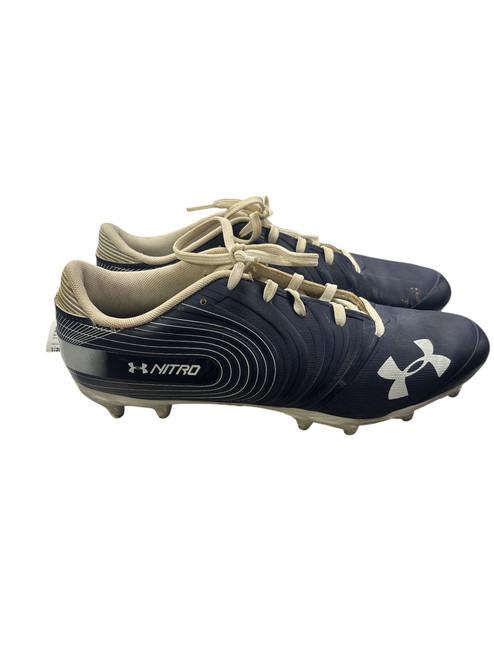 Vist Large View of Product Image Which is Used Under Armour Adult FB Cleats Navy Blue Senior 10