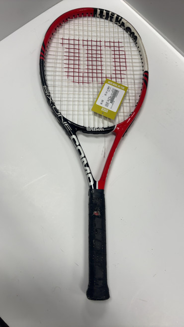Vist Large View of Product Image Which is Used Wilson SIX ONE COMP Adult Tennis Racquet Red 4 1/4"