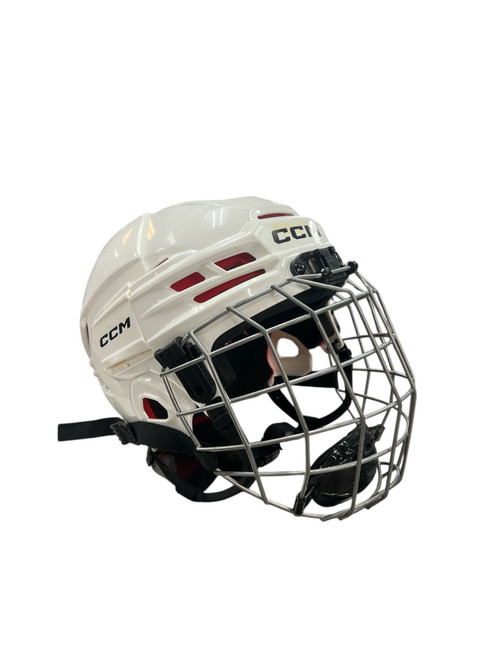 Vist Large View of Product Image Which is Used CCM TACKS 70 YTH Helmet Cage Combo White XS/S