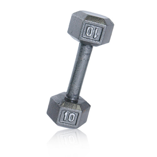 Vist Large View of Product Image Which is New CAP Cast Iron 10lb Hex Dumbbell, Gray (Single)