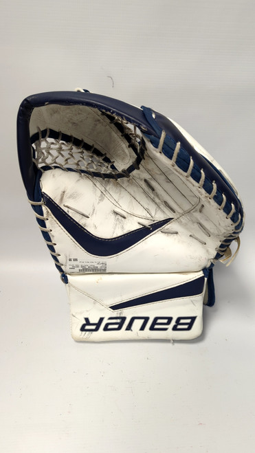 Vist Large View of Product Image Which is Used Bauer REACTOR 7000 CATCH Senior Goalie Catcher White And Navy Blue