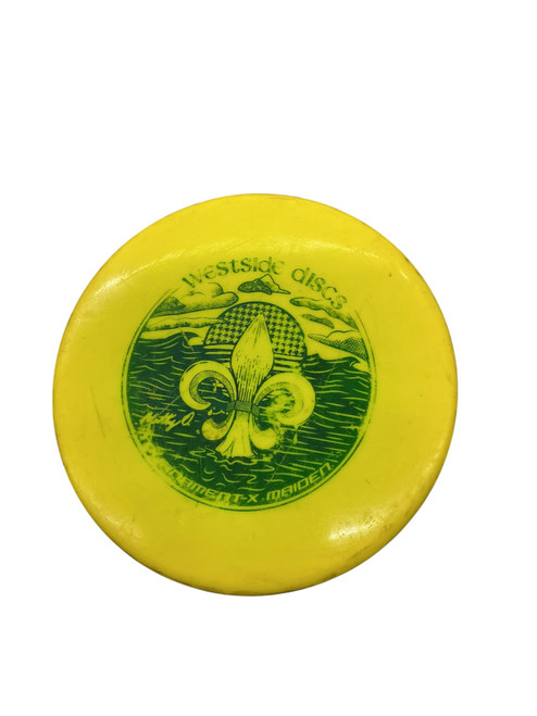 Vist Large View of Product Image Which is Used Westside MAIDEN Disc Golf Mid Range Yellow