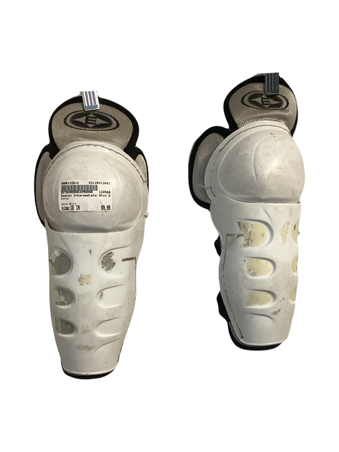 Vist Large View of Product Image Which is Used Easton Intermediate Shin Guards White 10"
