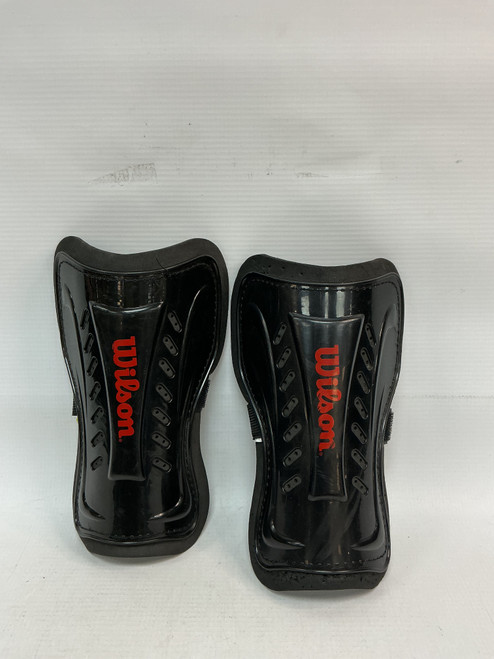 Vist Large View of Product Image Which is Used Wilson Soccer Shin Guards Adult Black LG