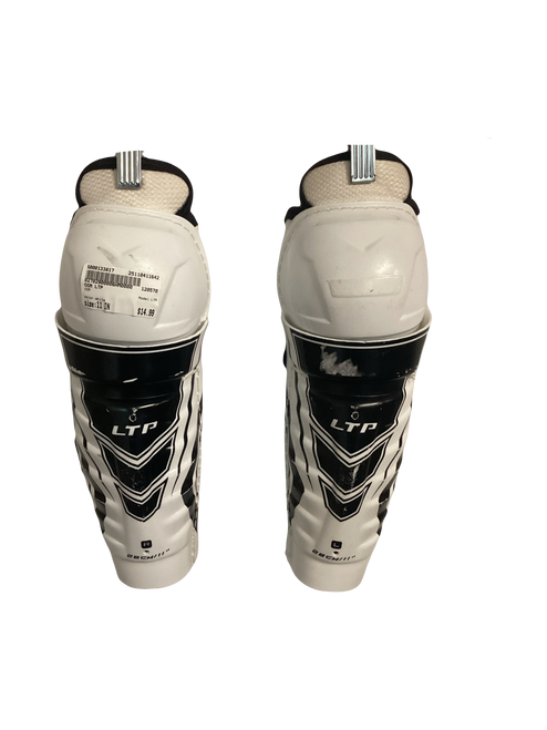 Vist Large View of Product Image Which is Used CCM LTP Junior Shin Guards White 11"