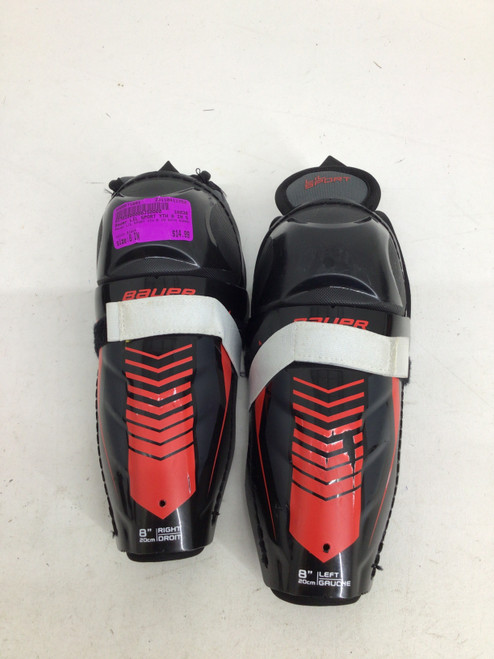 Vist Large View of Product Image Which is Used Bauer LIL SPORT YTH 8 IN SHIN GUARDS Youth Shin Guards Black 8"