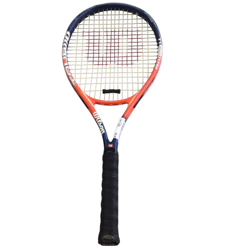 Vist Large View of Product Image Which is Used Wilson TOUR 110 Adult Tennis Racquet Orange 4 1/8"