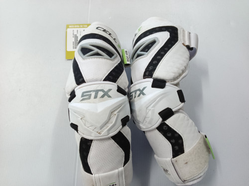 Vist Large View of Product Image Which is Used STX CELL V Lacrosse Arm Pads/Guards White MD