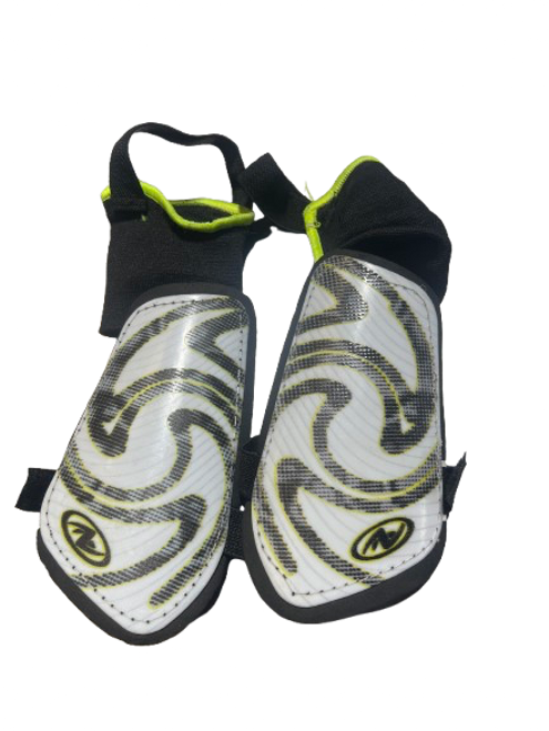 Vist Large View of Product Image Which is Used ATHLETIC WORKS SHIN GUARDS YTH SM Soccer Shin Guards Youth Black And Neon Green SM