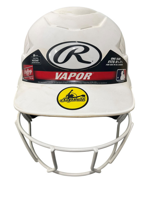 Vist Large View of Product Image Which is Used Rawlings BATTING HELEMET Batting Helmet w/Mask White One Size