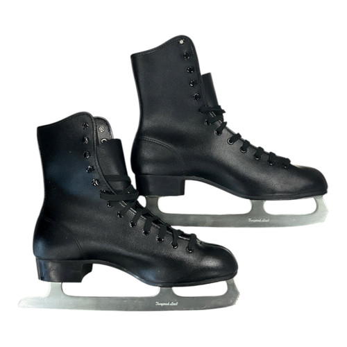 Vist Large View of Product Image Which is Used BLUE ICE SKATING BLK SKATES Mens Figure Skate Black Senior 7
